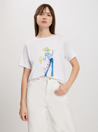 T-shirt damski bawełniany z nadrukiem Cross Jeans 56163-008 L Biały (8697319731781)