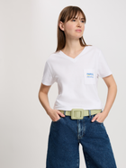 T-shirt damski bawełniany w serek Cross Jeans 56166-008 L Biały (8697319731934)