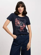 T-shirt damski bawełniany z nadrukiem Cross Jeans 56170-001 M Granatowy (8697319732078)