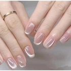 Накладные ногти для рук Nail Cat Eyes, кошачий глаз нюдовые, квадрат, короткие, 24 шт