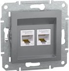 Розетка компьютерная RJ-45 двойная, сталь, EPH4400162 Asfora Schneider