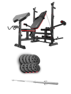 Набор Hop-Sport Premium 39 кг со скамьей HS-1075 Pro штанга для фитнеса бодибилдинга