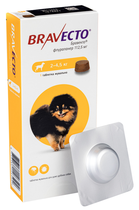 Таблетка Bravecto (Бравекто) від бліх та кліщів для собак вагою 2-4.5 кг 1 табл.