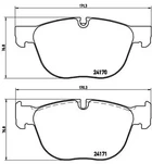 Комплект гальмівних колодок, дискове гальмо BMW X6, BREMBO (P06049)