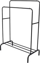 Двойная стойка для одежды Double floor Hanger для одежды и обуви с полкой Черная