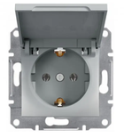 Розетка с ж/к и крышкой Asfora алюминий EPH3100161 Schneider Electric