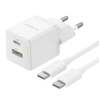 Сетевое зарядное устройство 30W с кабелем Type-C-Type-C Baseus Palm USB/Type-C белый P1011160A213-01