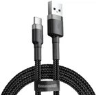 Кабель зарядный Baseus USB Type A - USB Type C Cafule нейлоновый кабель QC3.0 2A 3 м Black-Grey (CATKLF-UG1)