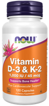 Вітамін Д3 і К2, Vitamin D-3 & K-2, Now Foods, 1000 МО / 45 мкг, 120 капсул