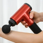 Массажер для тела и мышц аккумуляторный Fascial Gun, беспроводной массажный пистолет с 4 насадками и 6 скоростями, портативный электрический вибромассажер для глубокого массажа спины, шеи, ног, рук Красный, KH-320-Red