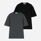 Набор футболок хлопковых длинных мужских Ray Oversize U0104M-Dark Grey-Black 2XL/3XL 2 шт Темно-серый/Черный (RAY2000000037721)