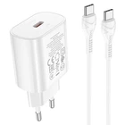 Сетевое зарядное устройство HOCO N22 Jetta PD25W + Type-C to Type-C (Белый) (135688)