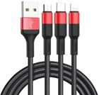 Універсальний кабель Hoco X26 3в1 для заряджання MicroUSB, Lightning, Type-C чорний