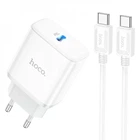 Зарядний пристрій для телефона Hoco C104A 20 W з кабелем Type-C to Lightning швидке заряджання білий