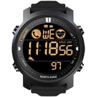 Тактические спортивные часы North Edge Laker Black с Bluetooth, шагомером, секундомером и подсветкой, 5ATM