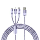 USB Baseus StarSpeed 1-for-3 Fast Charging Data Cable USB to M+L+C 3.5A 1.2m Purple CAXS000005