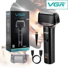 Акумуляторна електробритва для гоління обличчя з USB та IPX5 VGR V-371 Pro Чорний + Щиточка для очищення