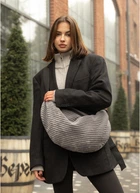 Жіноча хутряна сумка Хобо SAMBAG Графіт (729058428)