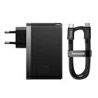 Мережевий зарядний пристрій адаптер Baseus GaN5 Pro Fast Charger |2Type-C/1USB-A, 140W/3A, підтримка швидкої зарядки PD3.1/QC, багаторівневий захист, широка сумісність, технологія GaN5| + Кабель Type-C to Type-C |1 м, 240W, 5A, TPE| Чорний