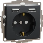 Розетка Schneider Electric Sedna Design з заземленням + 2 USB тип А Чорний SDD114052