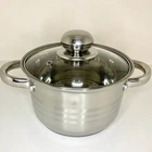Кастрюля A-PLUS 2165 кастрюлька из нержавеющей стали 2.1 л с крышкой из термостойкого стекла нержавейка