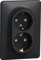 Подвійна розетка з заземленням Schneider Electric Sedna Design зі шторками Чорний SDD314221