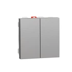 Переключатель двухклавишный Schneider Electric Unica New 2 модуля алюминий NU321330
