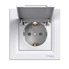Розетка Schneider Electric Asfora с крышкой с заземлением белая EPH3100121