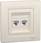 Розетка комп'ютерна RJ45 UTP кат. 5Е подвійна Schneider Electric Asfora Крем EPH4400123