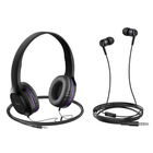 Пара наушников накладные и вакуумные HOCO Enlighten W24, 3.5mm, 1.2m, black-purple