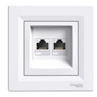 Розетка комп'ютерна RJ45 UTP кат.6Е подвійна Schneider Electric Asfora Біла EPH4800121