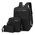 Рюкзак Backpack 9018 з сумкою та гаманцем 3 в 1 для подорожей і школи Чорний