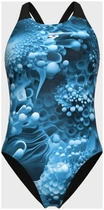 Купальник закрытый для женщин Arena BLUE FLOWERS SWIMSUIT V BACK синий, черный 38 (009027-850)
