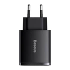 Мережевий зарядний пристрій адаптер BASEUS Compact Quick Charger (CCXJ-E02) |2USB/1Type-C, 30W/3A, підтримка швидкої зарядки PD/QC, багаторівнева система захисту, універсальна сумісність, компактний| Чорний