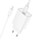 Мережевий зарядний пристрій Hoco C143A, Type-C, PD, white, кабель Type-C to Lightning