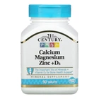 Кальцій магній цинк та витамин Д3 21st Century (Calcium Magnesium Zinc+D3) 90 таблеток CEN22263