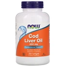 Риб'ячий жир з печінки тріски, Cod Liver Oil, 650 мг, 250 гелевих капсул Now Foods (vit0002146)