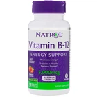 Витамин В12, вкус клубники, Vitamin B-12, Natrol, 5000 мкг, 100 таблеток