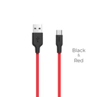 Кабель HOCO X21 USB to Type-C 2A, 1m, silicone, TPE connectors, Black+Red (6957531071419)