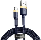 Кабель Baseus Cafule Series USB For Lightning 1м 2.4A (CALKLF-BV3) Gold/Blue