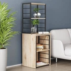 Стол-тумба трансформер Смарт 3/1 с этажеркой Ferrum-decor 1430x1450x500 Черный металл ДСП Дуб Сан-Марино 16 мм (FRD-105110)