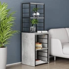 Стол-тумба трансформер Смарт 3/1 с этажеркой Ferrum-decor 1430x1450x500 Черный металл ДСП Бетон 16 мм (FRD-105115)