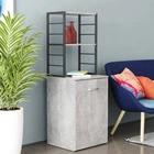 Стол-тумба трансформер Смарт 4/1 с этажеркой Ferrum-decor 1430x1450x500 Черный металл ДСП Бетон 16 мм (FRD-105129)