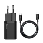 Сетевое зарядное устройство Baseus Super Si 25W + кабель Type-C to Type-C 3A 1M black (TZCCSUP-L01)