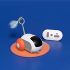 Интерактивная игрушка для кошек Машинка с пультом управления, 2 режима, аккумулятор 300 мАч, белая (GS876)