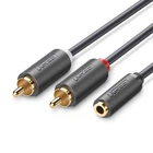 Кабель UGREEN AV102 AUX Audio TRS to RCAx2 M/F 1м Grey (10588)