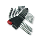 Набір Г-подібних ключів TORX з отвором 9 од., S2, T10-50, HAISSER (арт.48114)