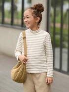 Детская теплая водолазка-гольф в полоску для девочки UNIQLO 270507880 104 см Бежевая (1159830120)