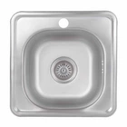 Кухонна мийка Brinex 3838, врізна, квадратна, з отвором під змішувач та сифоном, нержавіюча сталь, сатин (SD00054081)