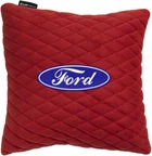 Подушка в авто EVAtech с алькантарой 30 x 30 см Ford красная с красной нитью малый ромб (SPSALMRRRV010)